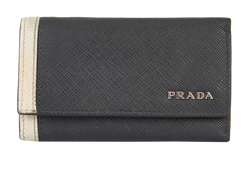 Prada Key Case, Leather, Black/White, MII, 2*